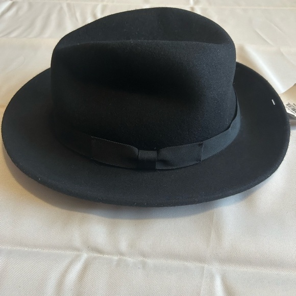 NWT Hats in the Belfry Belfry Bartolo Black Merino Wool Felt Fedora Hat Size XL main image 10